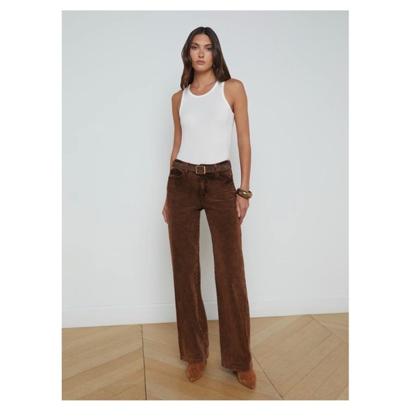 L’AGENCE Scottie Corduroy Wide Leg Jeans | Saddle Brown | Size 33 - Picture 2 of 10